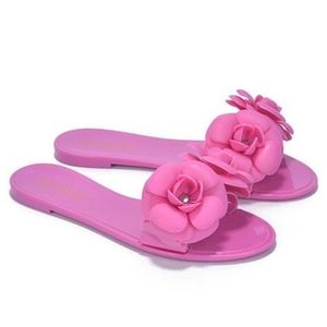 Hot Pink Floral Slides Size 8